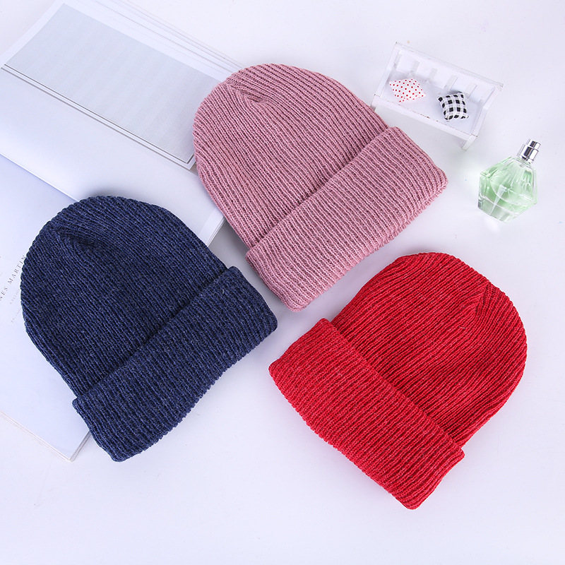 Rabbit fur and fleece thickened pullover caps for autumn and winter, Korean-style woolen caps and warm knitted caps are in stock for wholesale Specification image