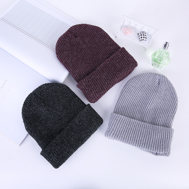 Rabbit fur and fleece thickened pullover caps for autumn and winter, Korean-style woolen caps and warm knitted caps are in stock for wholesale
