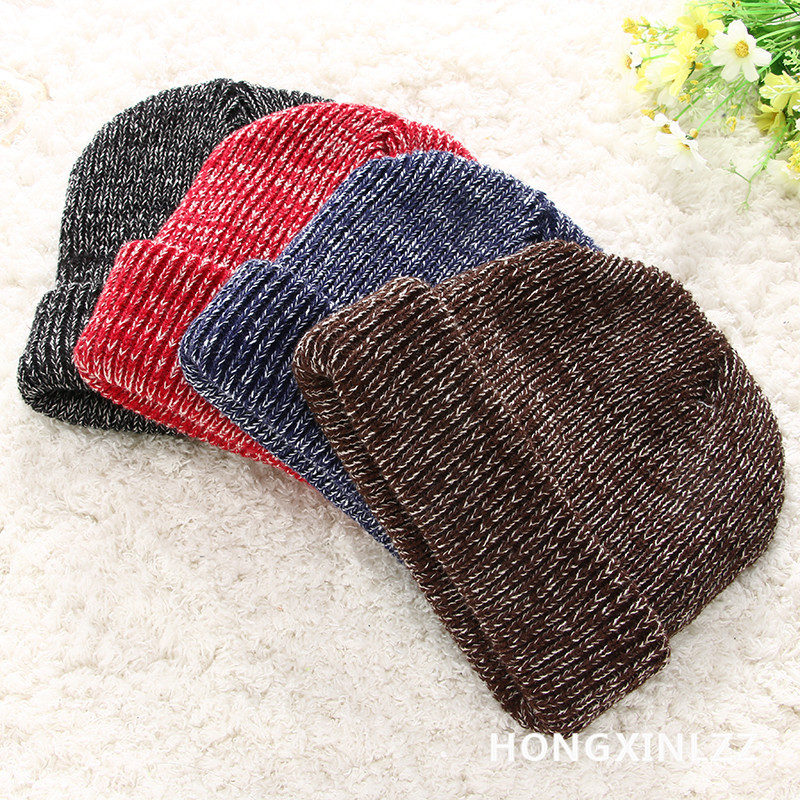 Wholesale of thickened knitted caps for men and women in mixed colors, new Korean style autumn and winter multi-color warm knitted caps Specification image