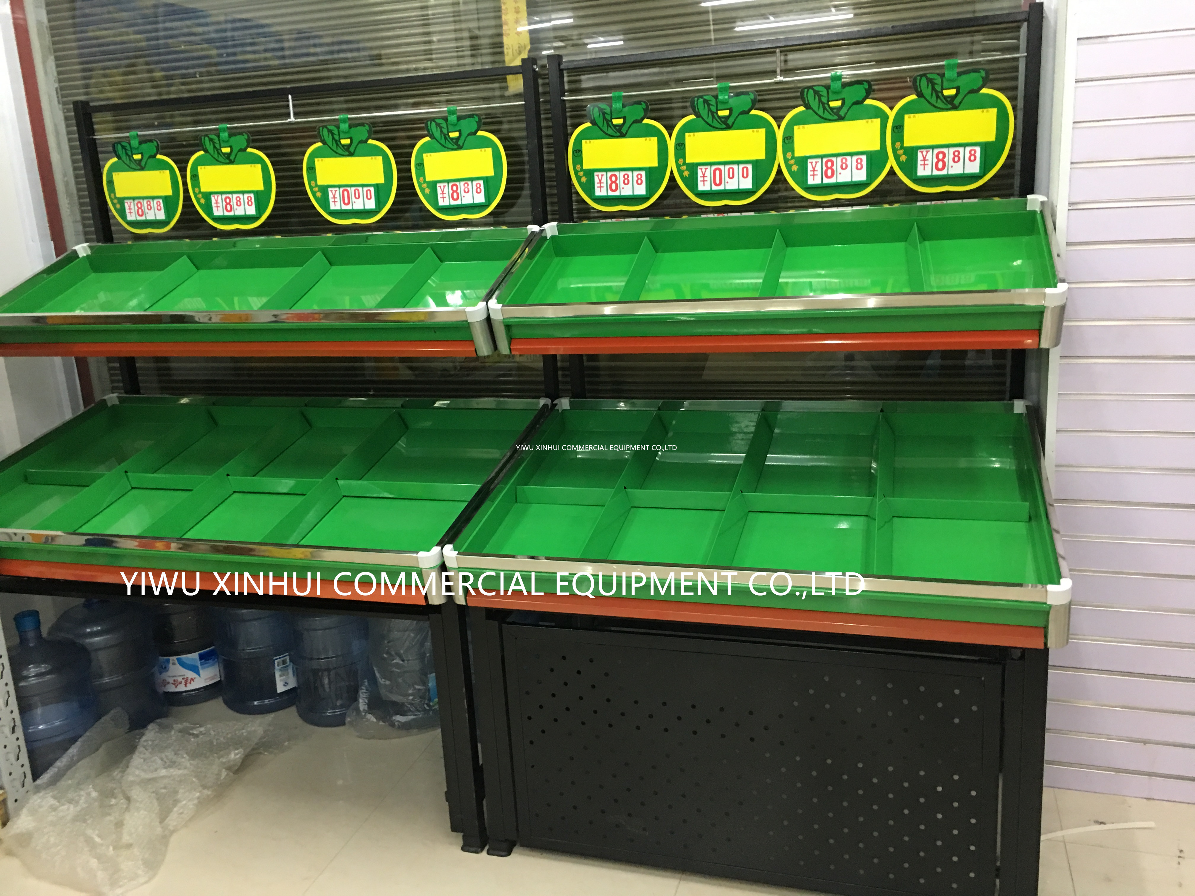 Fruit and vegetable shelves, single and double-layer fruit and vegetable storage racks, supermarket shelves, vegetable wholesale display racks Specification image