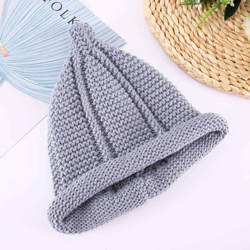 Children's knitted caps, Korean version autumn and winter hand-rolled edge baby warm pacifier caps, thick wool caps in stock wholesale Specification image