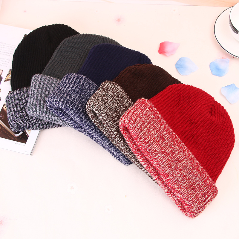 Wholesale of new autumn and winter Korean version fleece knitted caps for men and women in mixed colors with flanged edges and other colors for warmth