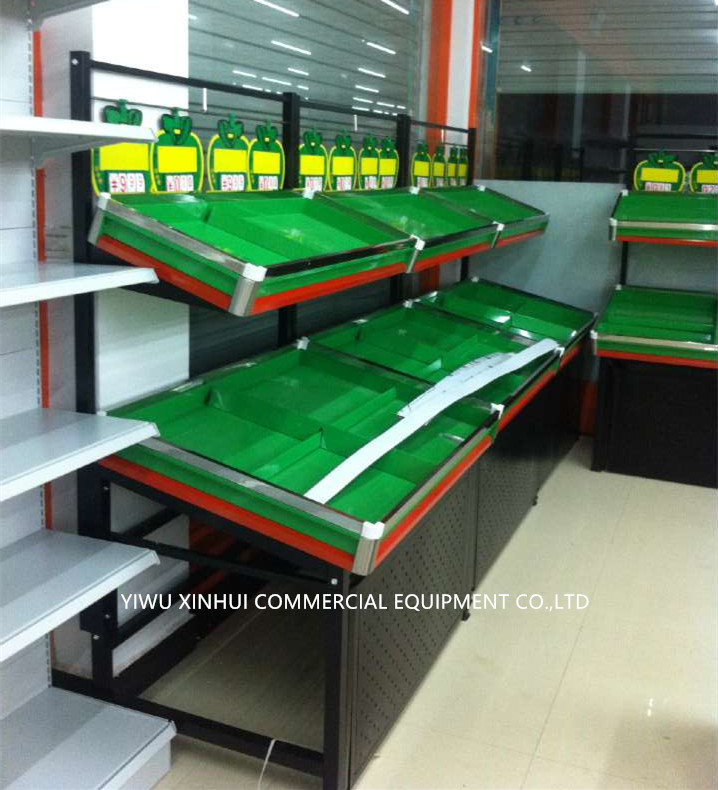 Fruit and vegetable shelves, single and double-layer fruit and vegetable storage racks, supermarket shelves, vegetable wholesale display racks Application Scenario