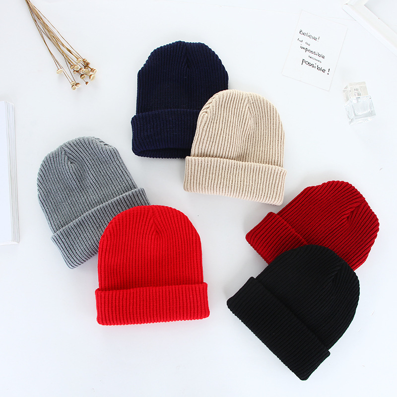 Rolled thick pullover cap, winter Korean-style woolen cap for both men and women, warm knitted cap manufacturer in stock wholesale 72