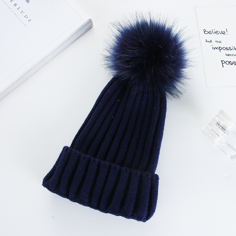 Winter new fashionable Korean-style woolen knitted caps with thickened wool balls for warmth are available for wholesale from the manufacturer Specification image