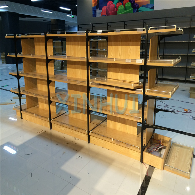 厂家直销晨光文具店三代钢木货架展示架名创优品边柜中岛精品货架