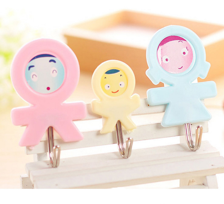强力卡通可爱粘钩 三口之家挂钩 三个装 一家三口挂钩 特价批发产品图