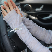 夏季防晒手套冰丝袖女薄长款甜美可爱开车防晒袖套手臂套袖子