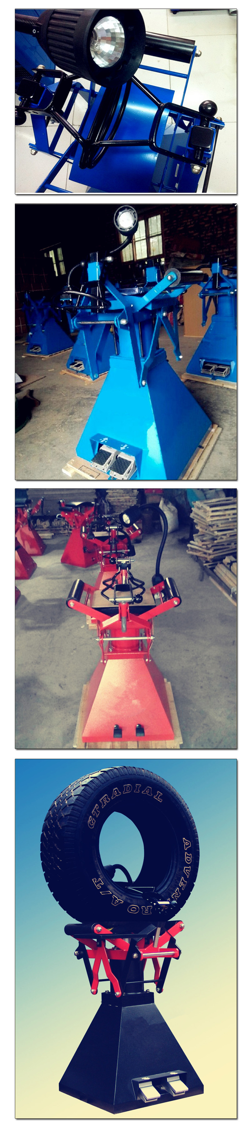 Foot-operated pneumatic tire expander, tire spreader, auto repair and tire repair equipment, automatic tire expander with light Application Scenario