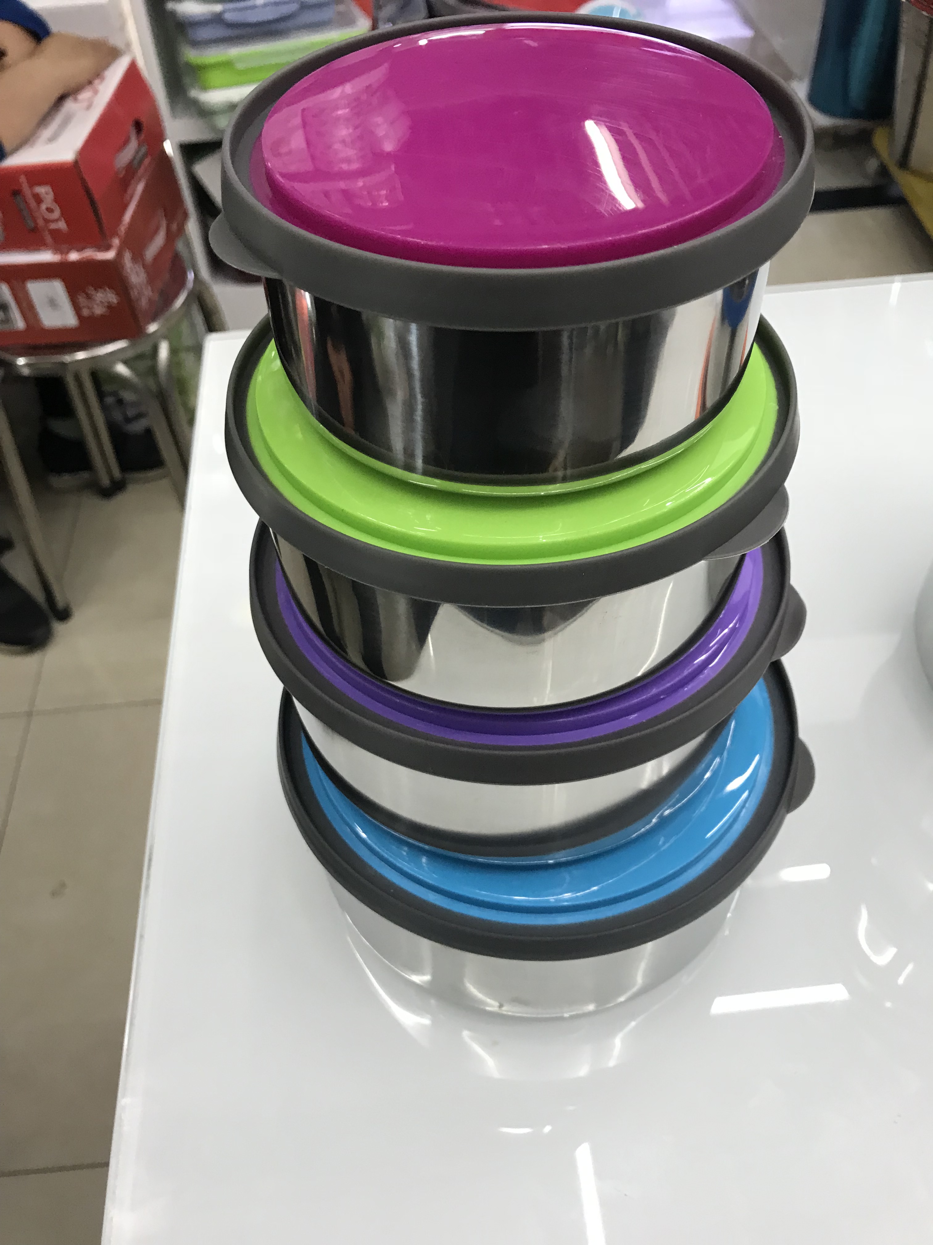 A set of 4 stainless steel Korean crisper boxes thumbnail