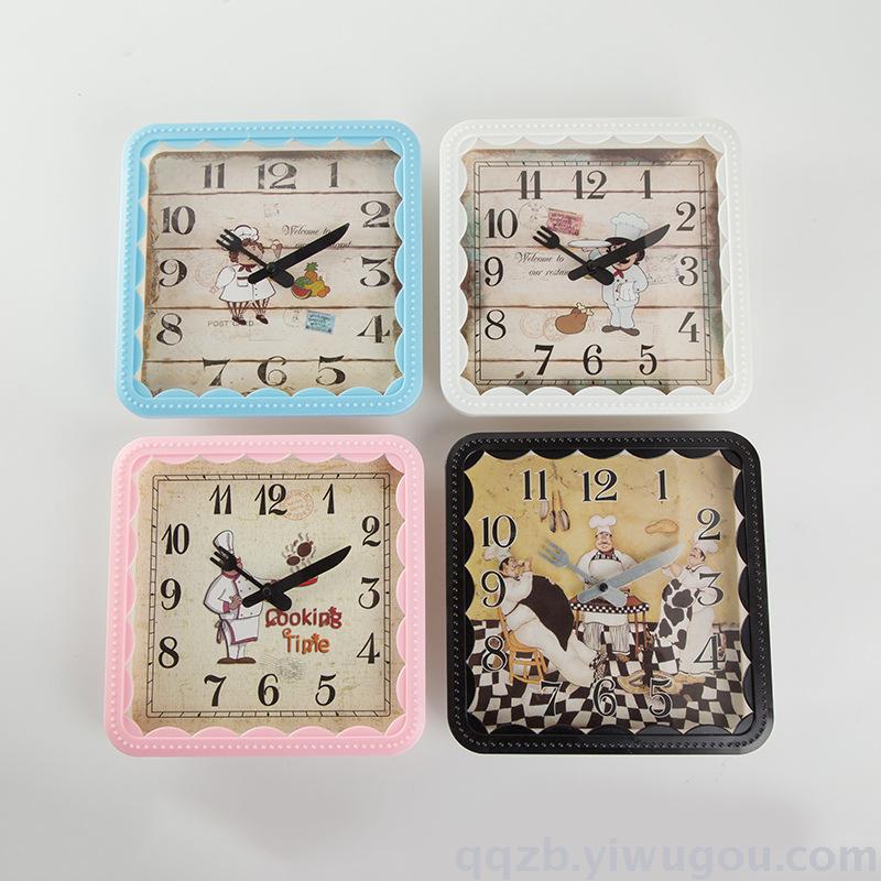 精品卡通方形壁挂钟 简约时尚客厅办公室挂钟钟表厂家