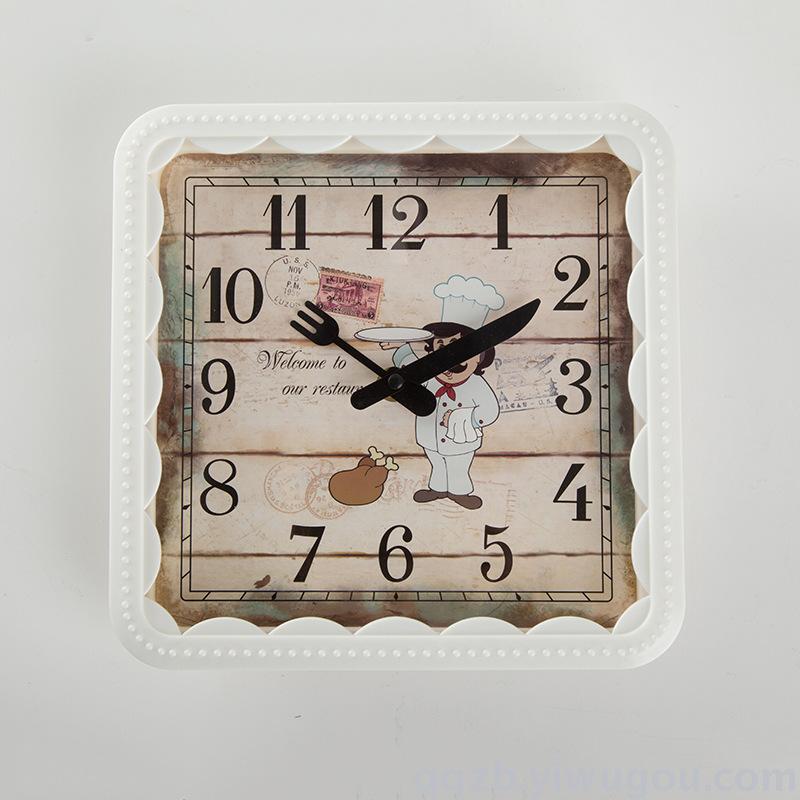 精品卡通方形壁挂钟 简约时尚客厅办公室挂钟钟表厂家细节图