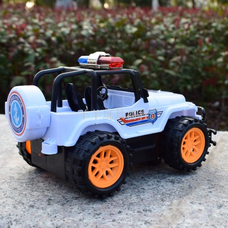 Boy and girl electric swivel wheel police car 110 off-road vehicle model simulation children's music and light toy car details Picture