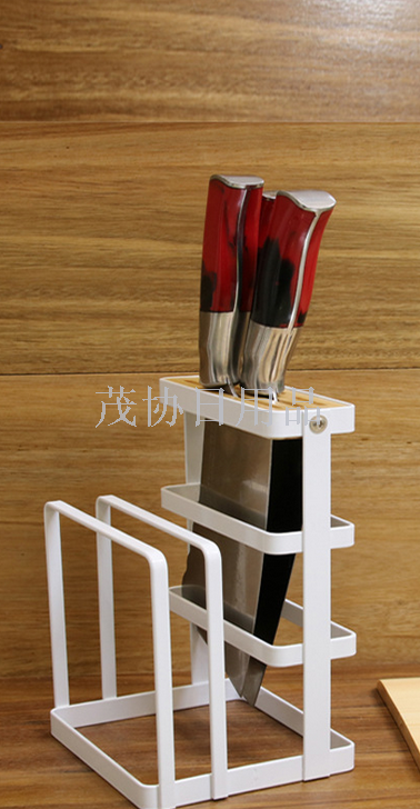 Household items Knife rack Cutting board rack Japanese kitchen storage pot cover rack Iron and wood kitchen items for foreign trade export only for foreign trade export only