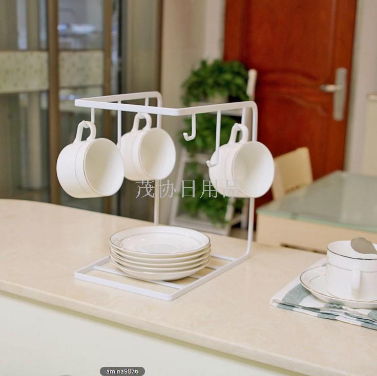 6-hook coffee cup holder with tray for storage in the living room and kitchen. Coffee cup holder with handle for storage Specification image