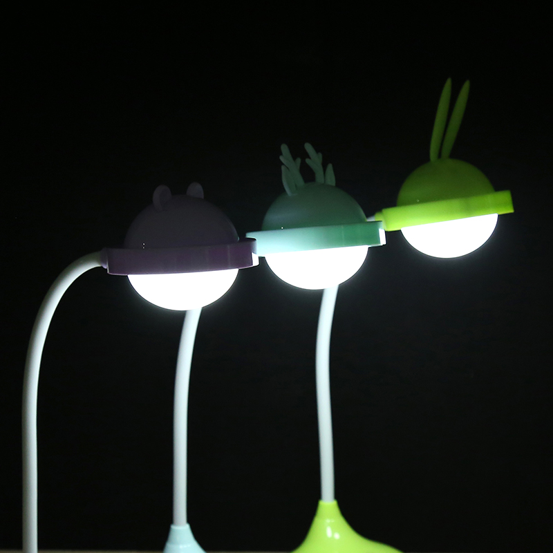 Cartoon cute rabbit touch two-level dimming desk lamp for student dormitory USB charging eye-protecting study and writing desk lamp details Picture