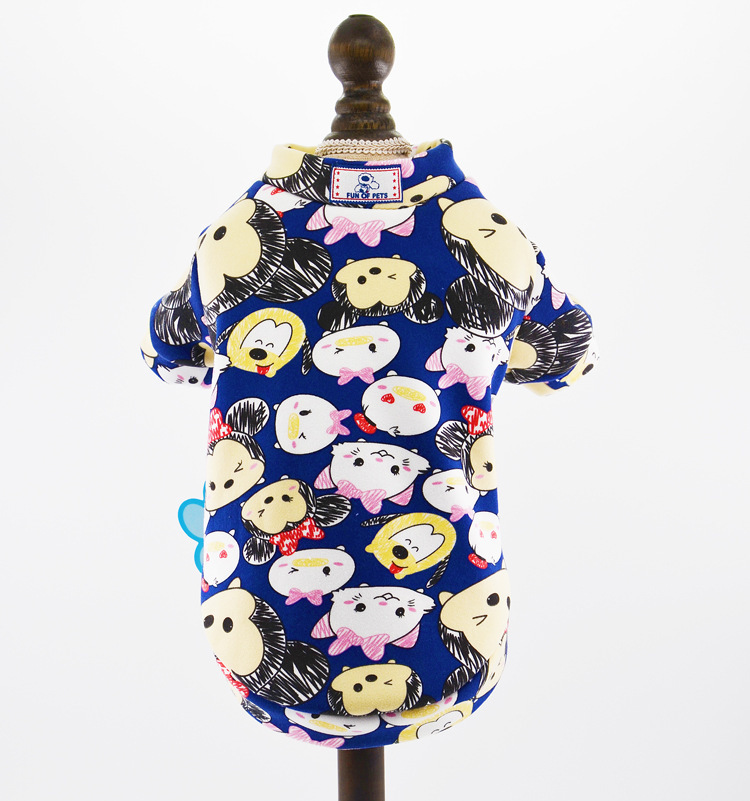 16CQ Special Offer: Autumn and Winter new cartoon printed non-fleece sweatshirt, short style, 6 colors to choose from, dog clothing and pet clothing details Picture