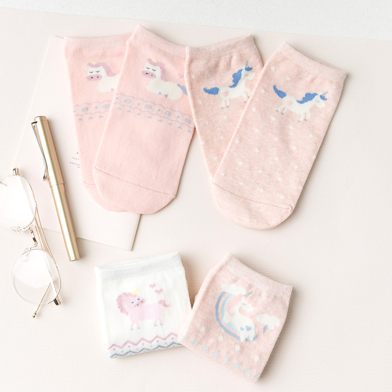 独角兽袜子女袜独角兽女船袜小马袜子彩虹马卡通动物女袜子批发