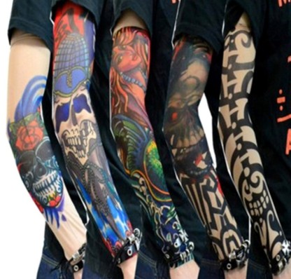 花臂袖刺青无缝防晒手套袖骑行跑男冰丝袖水兵舞纹身袖套产品图