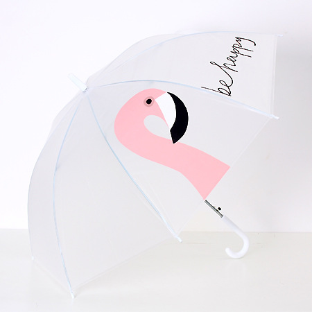 包包宝火烈鸟长柄伞 小清新文艺透明雨伞创意卡通男女学生晴雨伞细节图