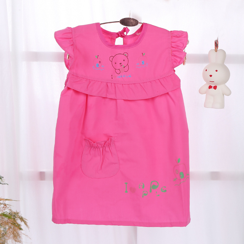 Yiwu quality children's aprons, waterproof drawing clothes, boys' and girls' children, babies can wear the coveralls inside out when eating, kindergarten details Picture