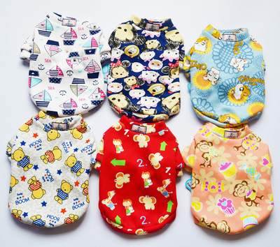 16CQ Special Offer: Autumn and Winter new cartoon printed non-fleece sweatshirt, short style, 6 colors to choose from, dog clothing and pet clothing