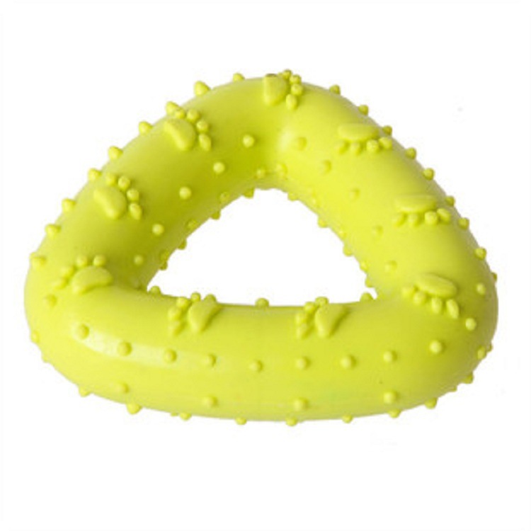Wholesale colorful dog footprint pet TPR rubber triangle ring eco-friendly and bite-resistant pet toys 7.5CM