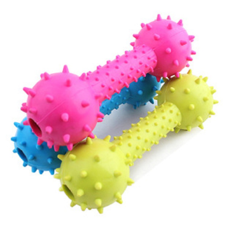 Pet toys TPR rubber dumbbells with bells rubber toys rubber barbells Pet supplies