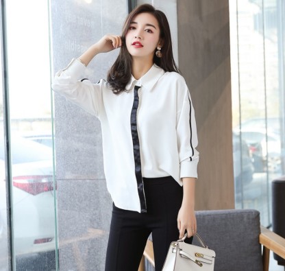 Shirt women loose large size single breasted cardigan long white shirt OL career
