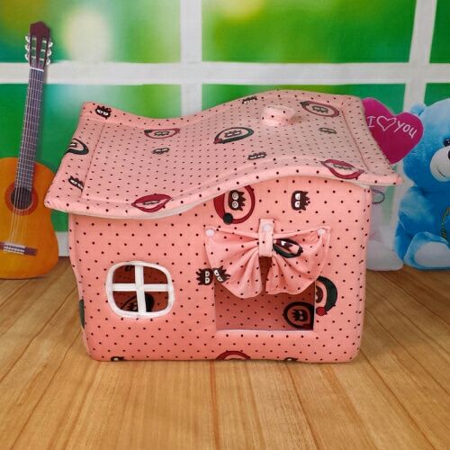 Pet dog bed house, dog bed, cat bed, door curtain, wave house, winter warm bed with cushion, velvet large bed Application Scenario