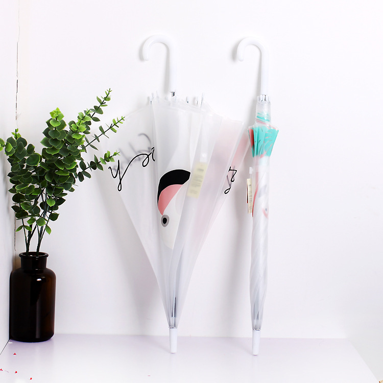 包包宝火烈鸟长柄伞 小清新文艺透明雨伞创意卡通男女学生晴雨伞产品图