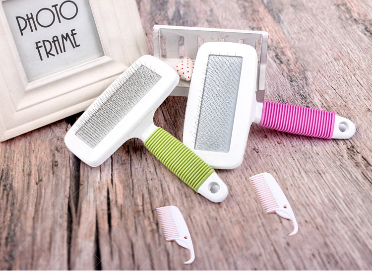 Factory direct sales of best-selling pet combs with wavy rubber handles, anti-slip and dense combs - small bubble shell set