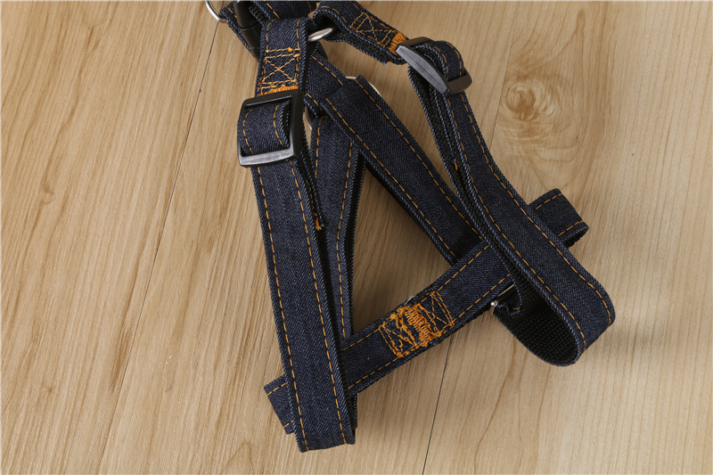 Factory direct sales of fashionable dog denim nylon strapless straps, medium and large dog leashes, pet leashes and dog leashes Specification image