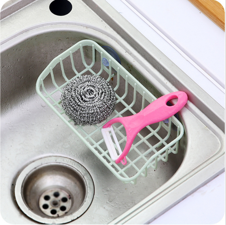 Double suction cup kitchen draining rack, sink, multi-functional dishwashing sponge storage rack, sponge storage rack details Picture