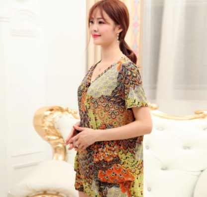 Spring new polyester milk silk dress for middle-aged and elderly women's wear in stock