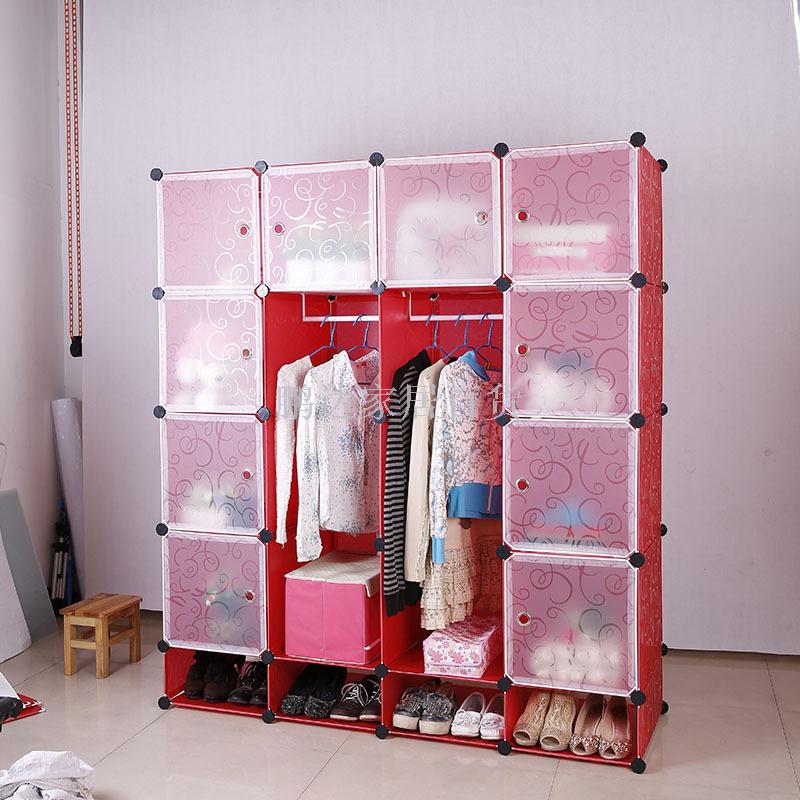 Simple wardrobe adult plastic multifunctional magic pieces assembly children's reinforced wardrobe combination cabinet