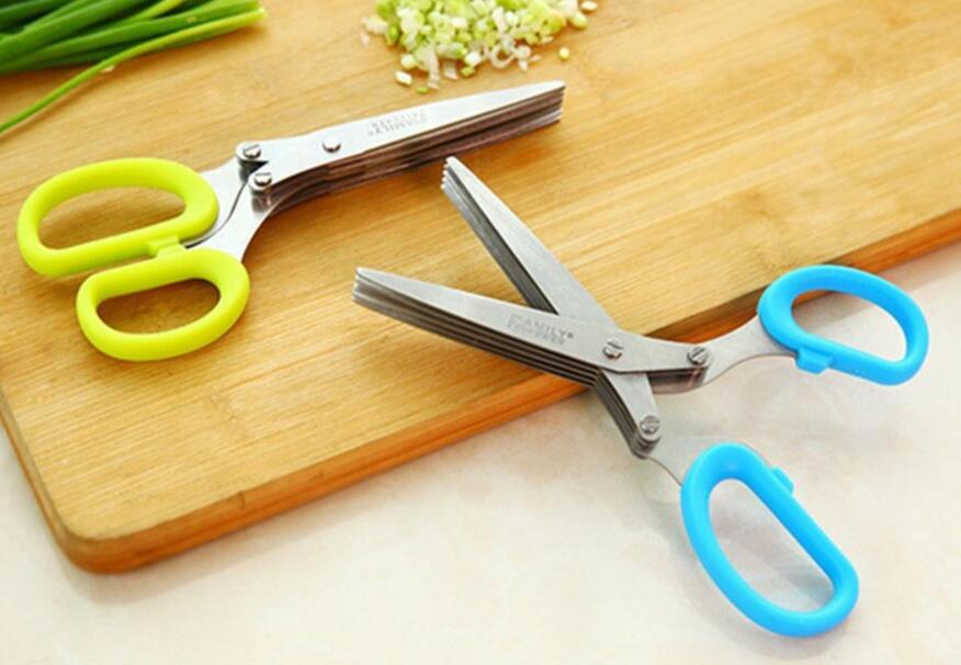 Stainless steel scissors multi-functional food scissors kitchen household five layers vegetable, green onion, paper scissors thumbnail