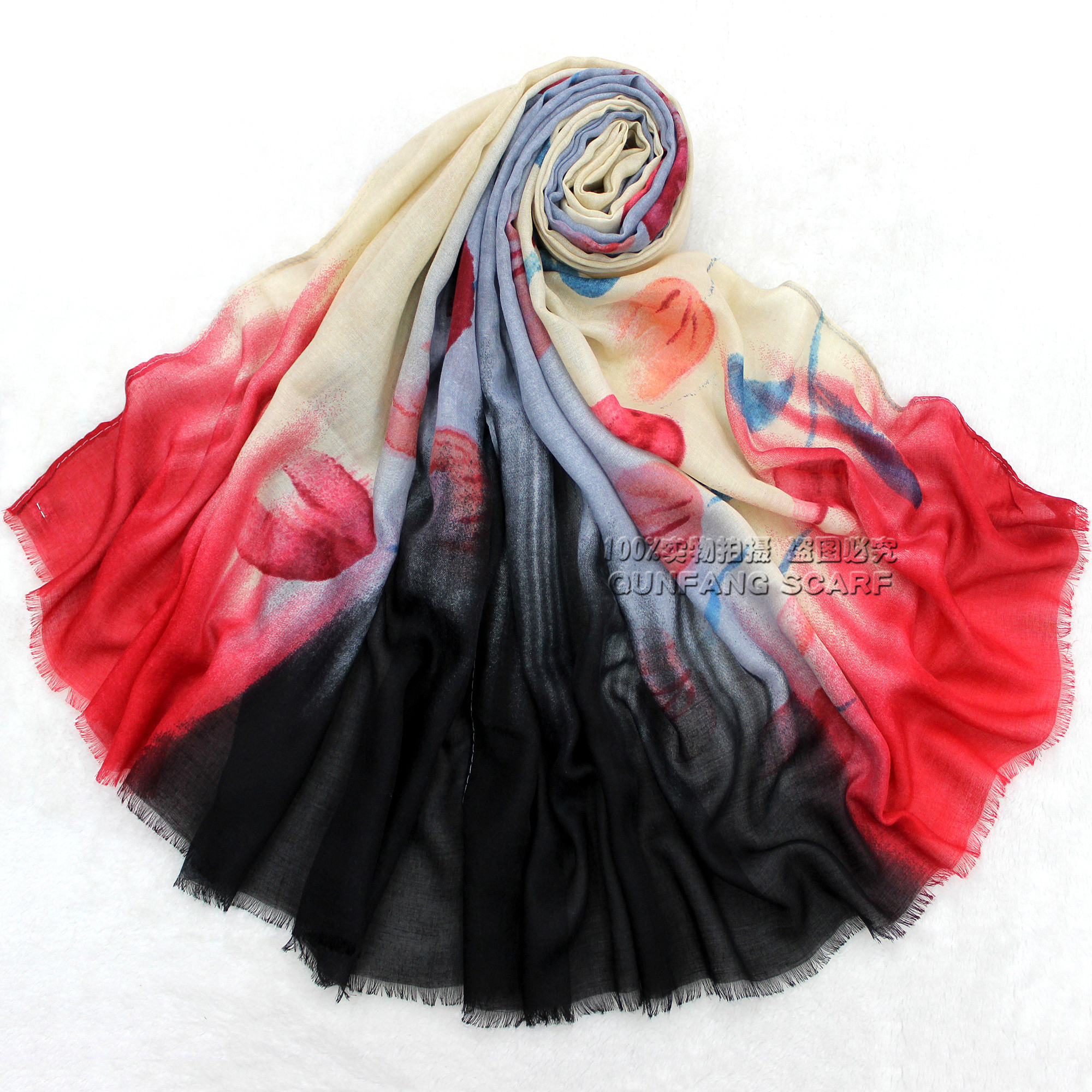 New scarf wholesale Rose cotton print scarf with gradient tulip print scarf ladies scarf shawl