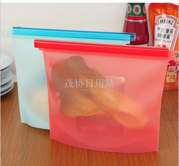 Silicone food storage bags, sealed bags, self-sealing bags, refrigerator portioning food storage bags, food storage