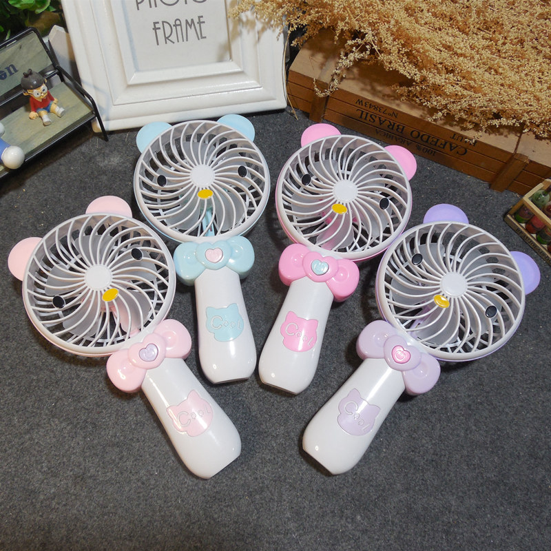 卡通手拿电扇USB迷你可充电手持小风扇便携式随身学生宿舍带夜灯