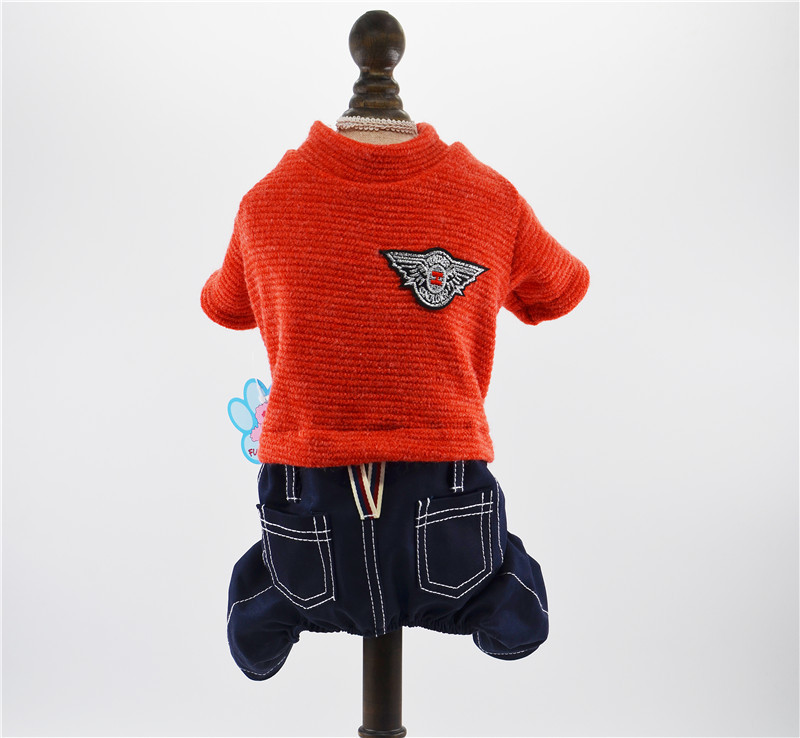 Yabei Pet CQ Autumn and Winter Warm Dog Clothing, badge sweater Set, Pet Clothing, Teddy Bichon Frise Application Scenario