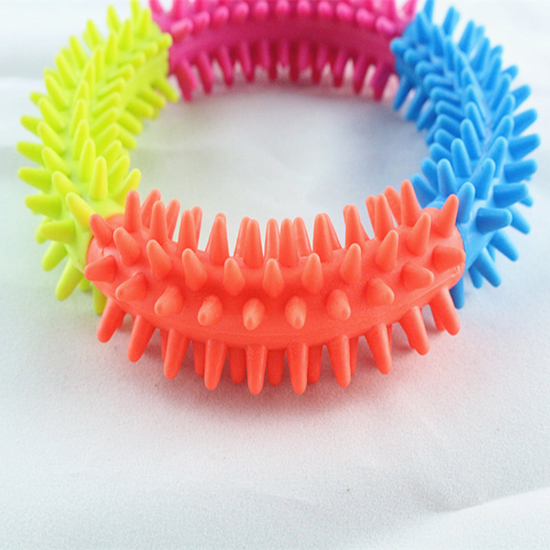 Four-color spiny ring pet TPR rubber toy dog biting and grinding teeth 4-color ring circular pet supplies wholesale Specification image