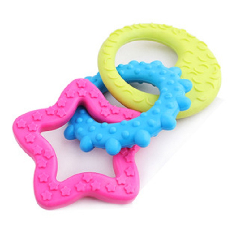Wholesale pet supplies TPR rubber Sun, Moon and Star three-link toys, chewing and teething cat and dog toys and supplies