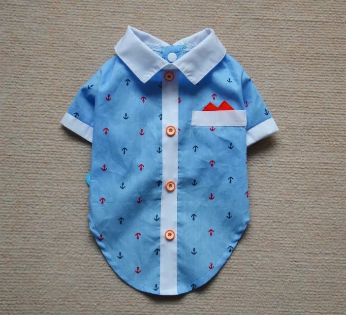 2016CQ Spring/Summer pet dog clothing and accessories Anchor printed shirts Raindrop rabbit boat anchor shirts Teddy Bichon Frises Application Scenario