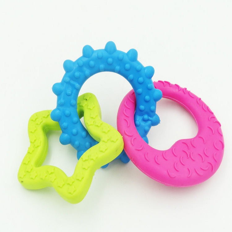 Wholesale pet supplies TPR rubber Sun, Moon and Star three-link toys, chewing and teething cat and dog toys and supplies details Picture