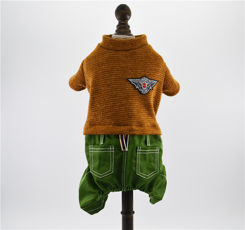 Yabei Pet CQ Autumn and Winter Warm Dog Clothing, badge sweater Set, Pet Clothing, Teddy Bichon Frise Specification image