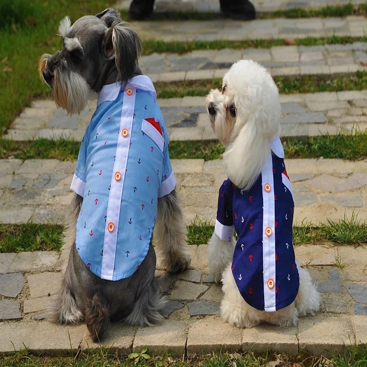 2016CQ Spring/Summer pet dog clothing and accessories Anchor printed shirts Raindrop rabbit boat anchor shirts Teddy Bichon Frises