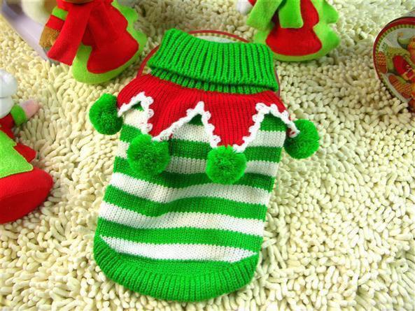 In 2025, Yabei Pet CWQ's best-selling direct-sale pet dog Christmas striped sweater, pet clothing, autumn and winter sweaters details Picture