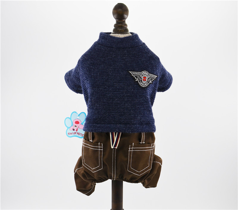 Yabei Pet CQ Autumn and Winter Warm Dog Clothing, badge sweater Set, Pet Clothing, Teddy Bichon Frise details Picture