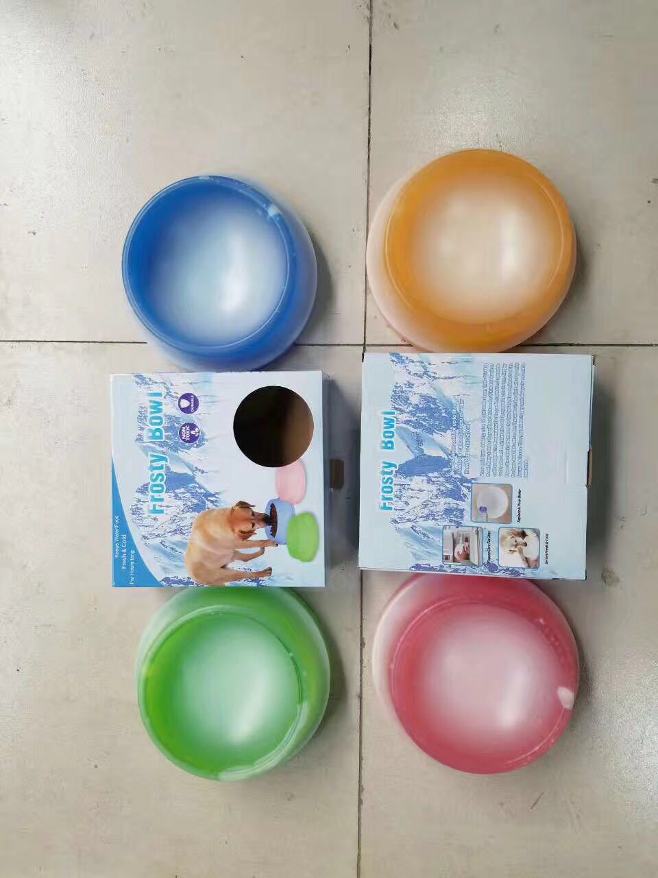 New pet dog and cat ice bowls, insulated bowls, color box packaging, food bowls and utensils, teddy, VIP, Pomeranian, Golden Retriever, Samoyed bowls